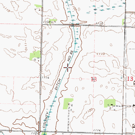 Topographic Map of County Ditch Number Fiftyfive, MN