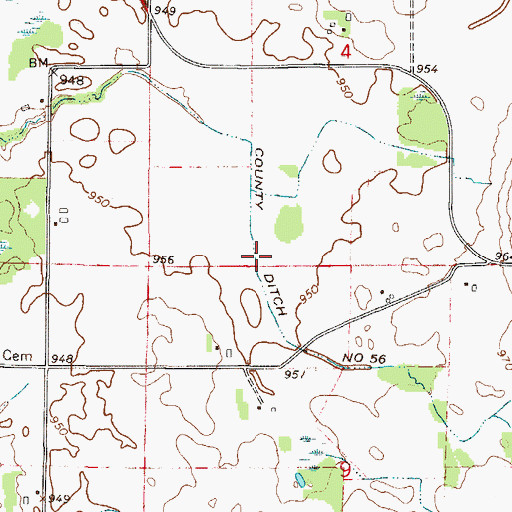 Topographic Map of County Ditch Number Fiftysix, MN