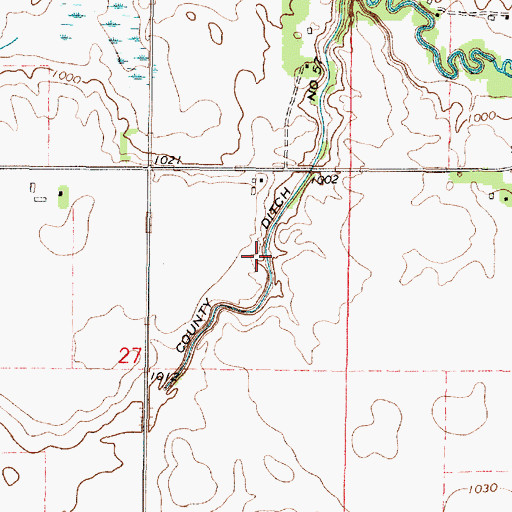 Topographic Map of County Ditch Number Fiftyseven, MN