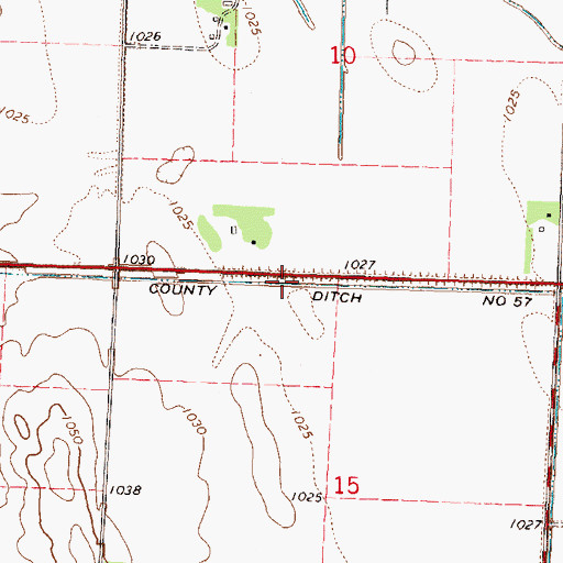 Topographic Map of County Ditch Number Fiftyseven, MN