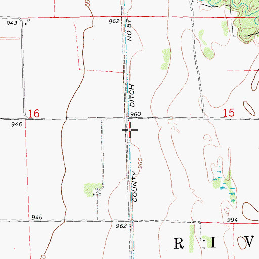 Topographic Map of County Ditch Number Fiftyseven, MN