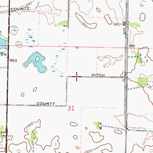 Topographic Map of County Ditch Number Fiftyeight, MN