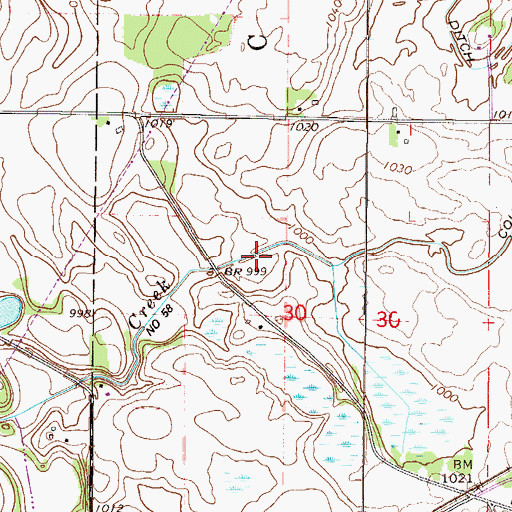Topographic Map of County Ditch Number Fiftyeight, MN