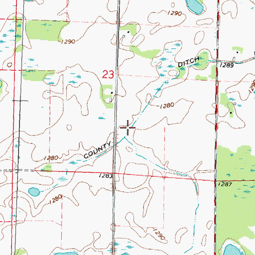 Topographic Map of County Ditch Number Fiftynine, MN