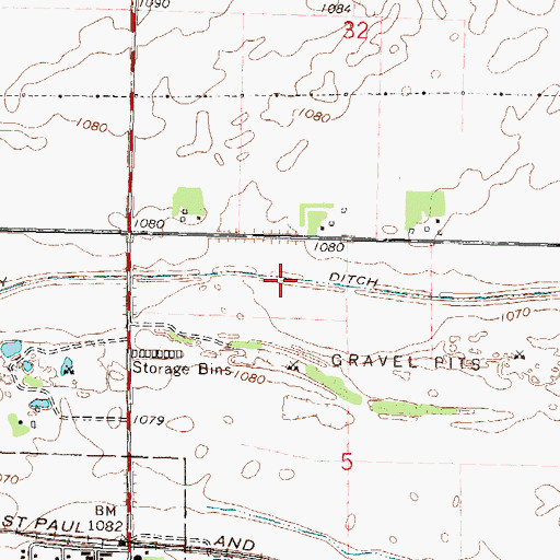 Topographic Map of County Ditch Number Fiftynine, MN
