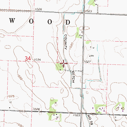 Topographic Map of County Ditch Number Fiftynine, MN