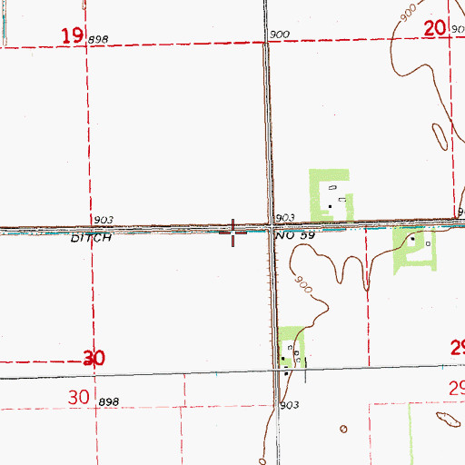 Topographic Map of County Ditch Number Fiftynine, MN