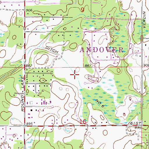 Topographic Map of County Ditch Number Six, MN