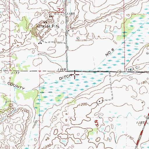 Topographic Map of County Ditch Number Six, MN