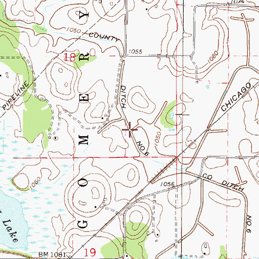 Topographic Map of County Ditch Number Six, MN