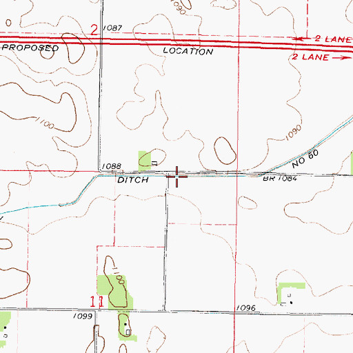 Topographic Map of County Ditch Number Sixty, MN