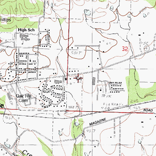 Topographic Map of Oak Manor Nursing Home, AR