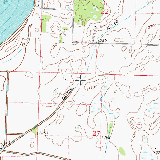 Topographic Map of County Ditch Number Sixty, MN