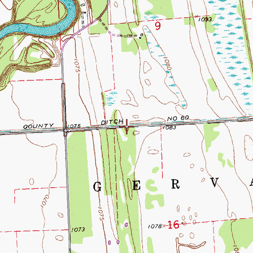 Topographic Map of County Ditch Number Sixty, MN