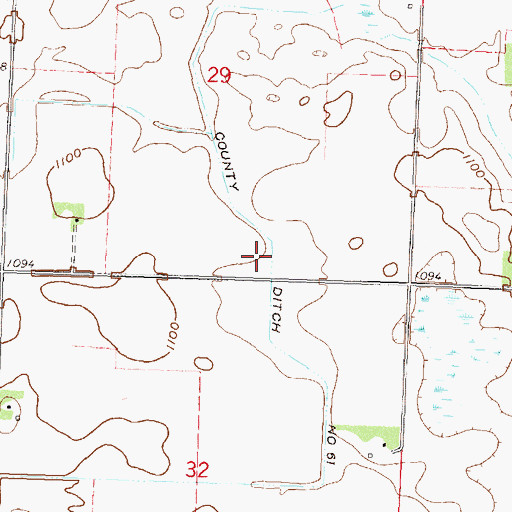 Topographic Map of County Ditch Number Sixtyone, MN