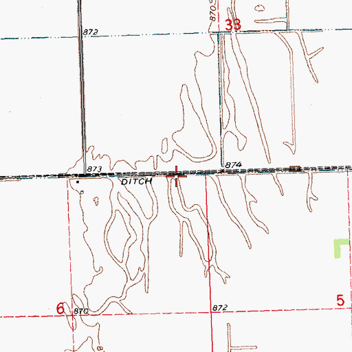 Topographic Map of County Ditch Number Sixtyone, MN