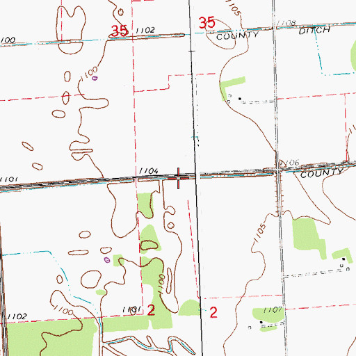 Topographic Map of County Ditch Number Sixtytwo, MN