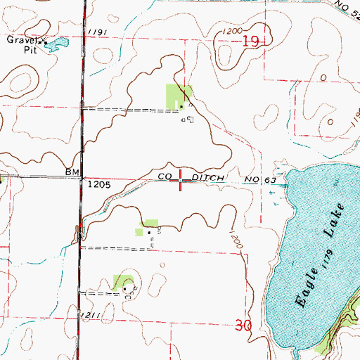 Topographic Map of County Ditch Number Sixtythree, MN