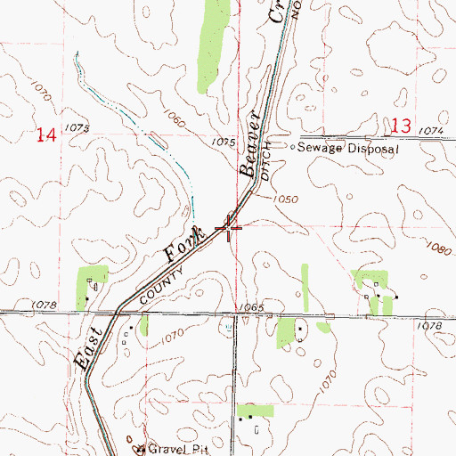 Topographic Map of County Ditch Number Sixtythree, MN
