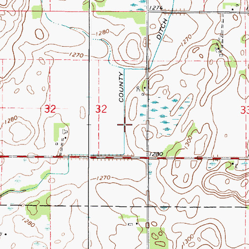 Topographic Map of County Ditch Number Sixtythree, MN