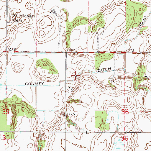 Topographic Map of County Ditch Number Sixtythree, MN