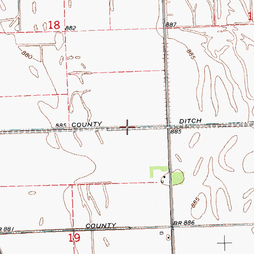 Topographic Map of County Ditch Number Sixtyfour, MN