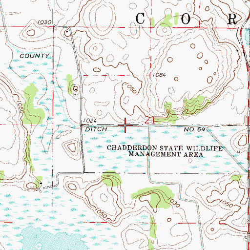Topographic Map of County Ditch Number Sixtyfour, MN