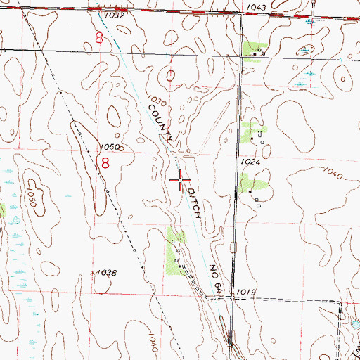Topographic Map of County Ditch Number Sixtyfour, MN