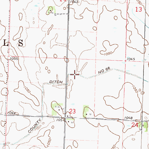 Topographic Map of County Ditch Number Sixtysix, MN