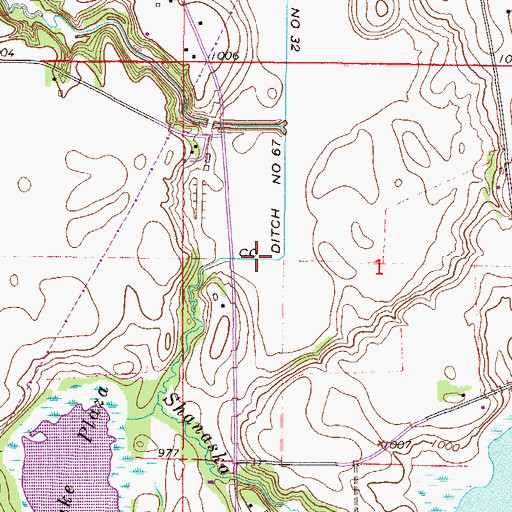 Topographic Map of County Ditch Number Sixtyseven, MN
