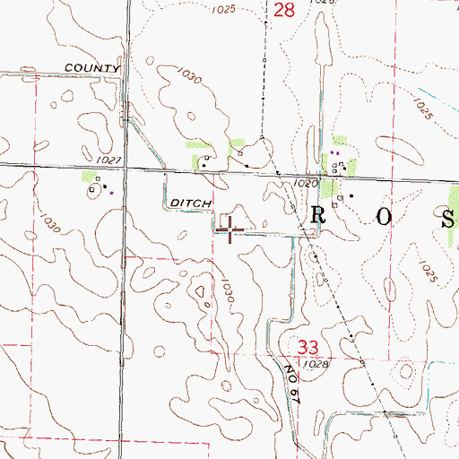 Topographic Map of County Ditch Number Sixtyseven, MN