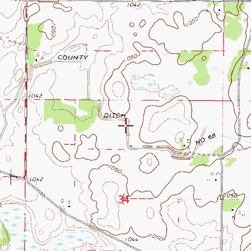 Topographic Map of County Ditch Number Sixtyeight, MN