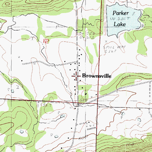 Topographic Map of Brownsville, AR