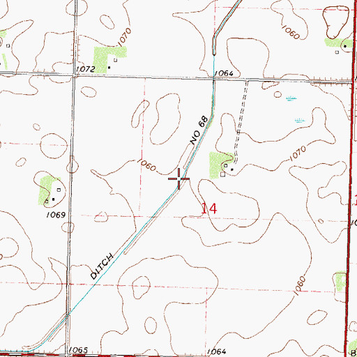 Topographic Map of County Ditch Number Sixtyeight, MN