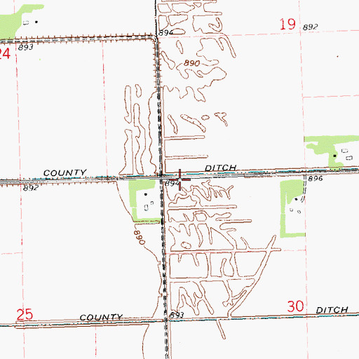 Topographic Map of County Ditch Number Sixtynine, MN