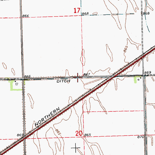 Topographic Map of County Ditch Number Sixtynine, MN