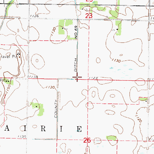 Topographic Map of County Ditch Number Sixtynine, MN