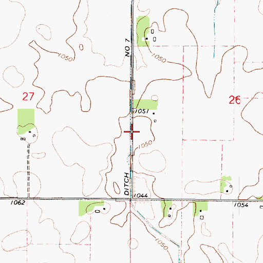 Topographic Map of County Ditch Number Seven, MN