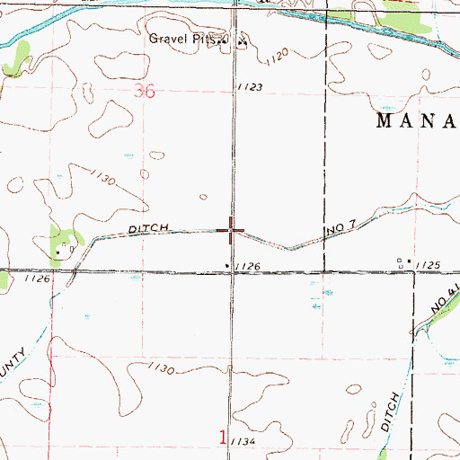 Topographic Map of County Ditch Number Seven, MN