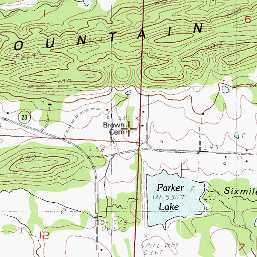 Topographic Map of Brown Cemetery, AR