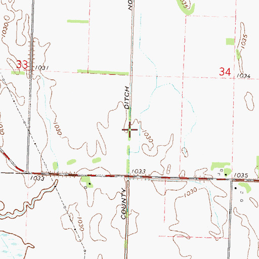 Topographic Map of County Ditch Number Seven, MN