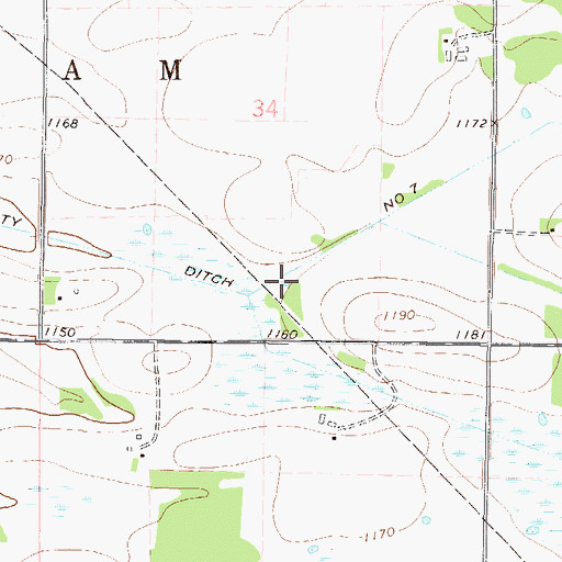 Topographic Map of County Ditch Number Seven, MN