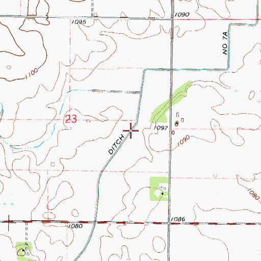 Topographic Map of County Ditch Number Seven A, MN