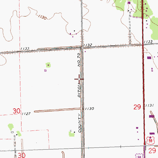 Topographic Map of County Ditch Number Seventy, MN