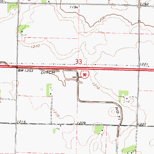 Topographic Map of County Ditch Number Seventyone, MN