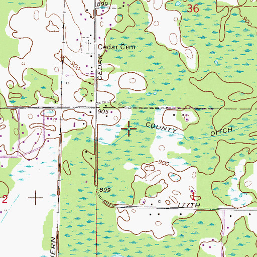 Topographic Map of County Ditch Number Seventyone, MN