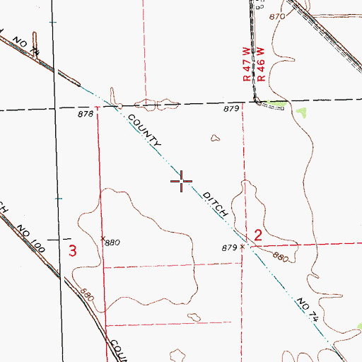 Topographic Map of County Ditch Number Seventyfour, MN