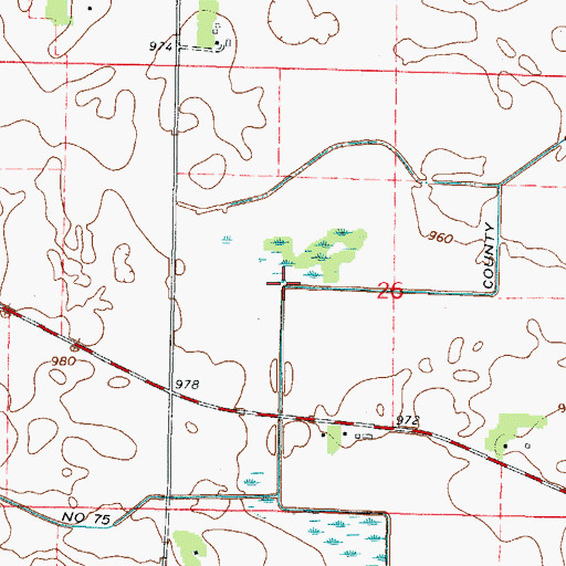 Topographic Map of County Ditch Number Seventyfive, MN