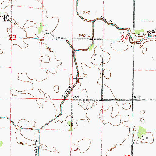 Topographic Map of County Ditch Number Seventyfive, MN