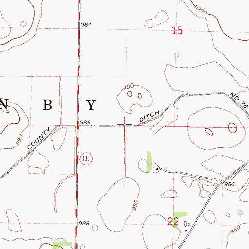 Topographic Map of County Ditch Number Seventysix, MN